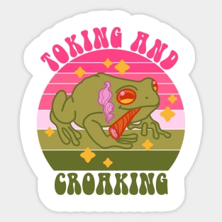 Toking And Croaking Frog Smoking Sticker